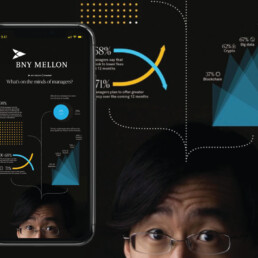 BNY Mellon phoen and graphs, mans face