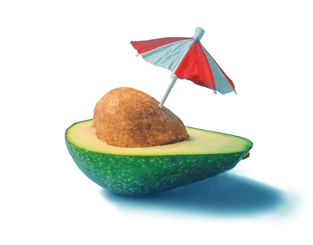avocado with umbrella