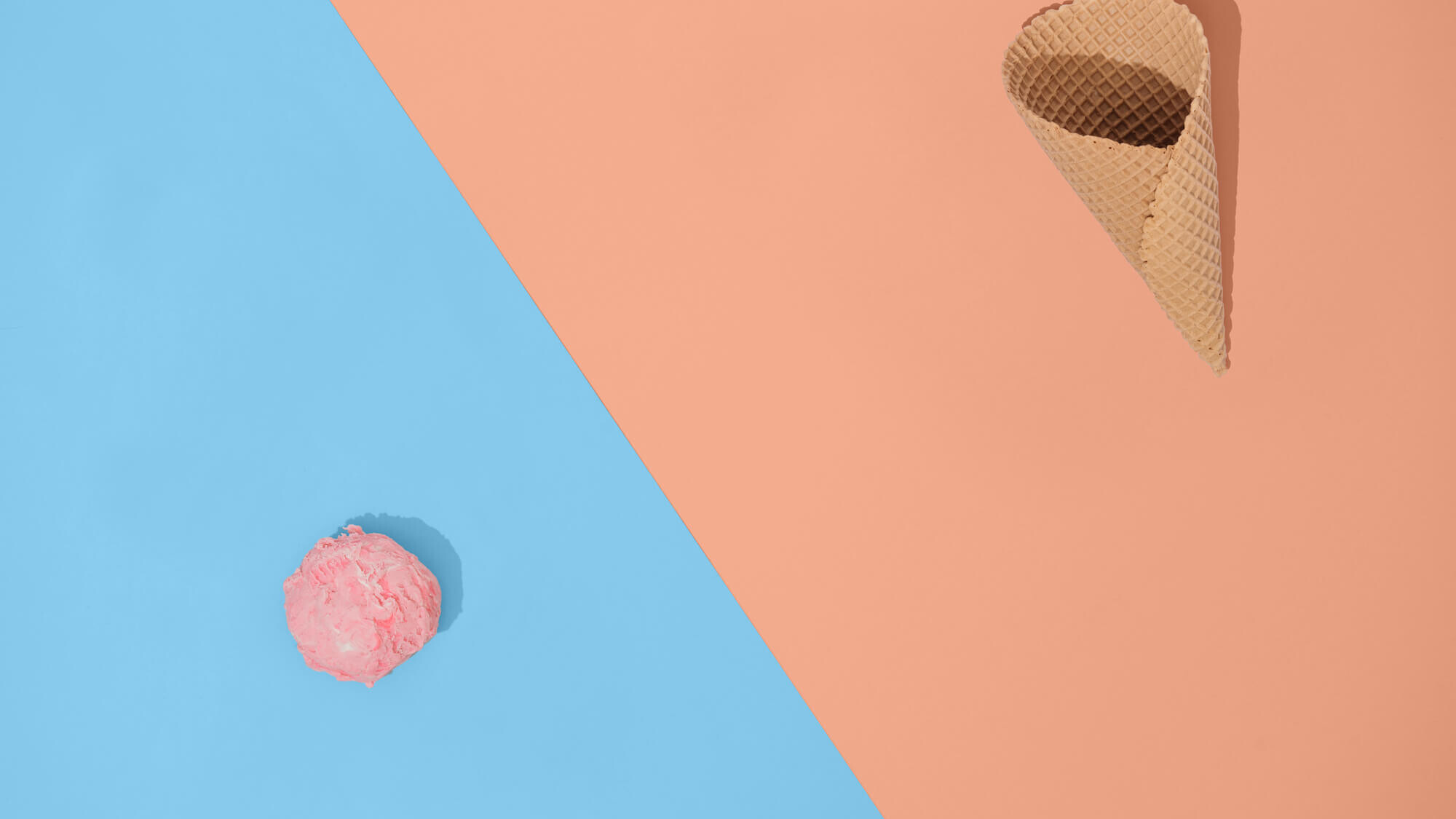ice cream cone with ice cream on the side