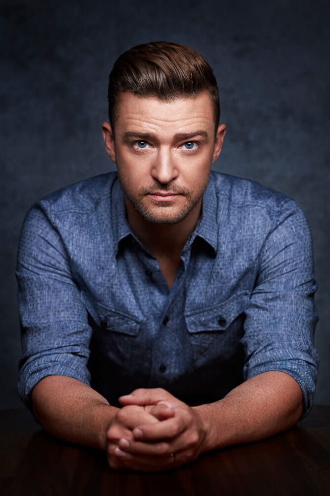 Justin Timberlake in blue shirt