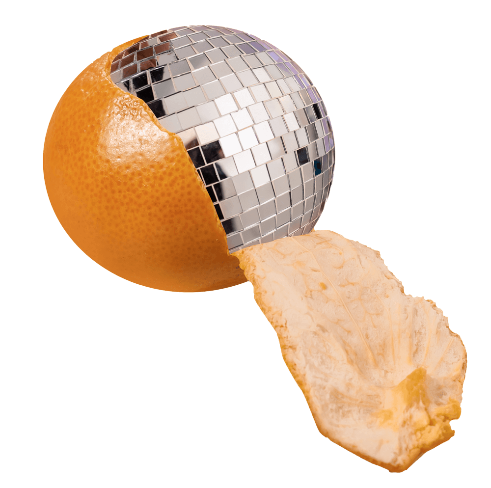 Orange disco ball with peel