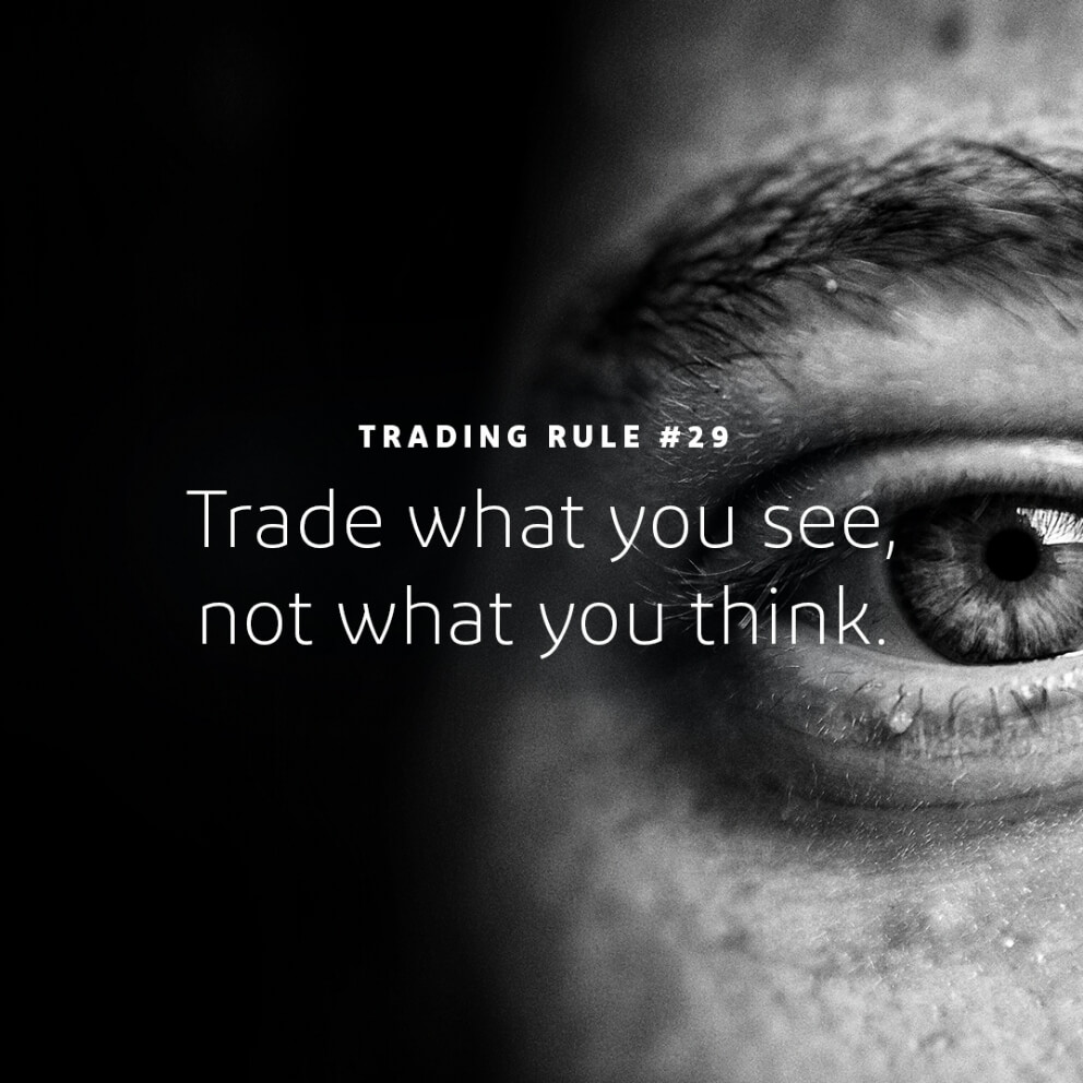 Trade what you see, not what you think. Trading Rule #29