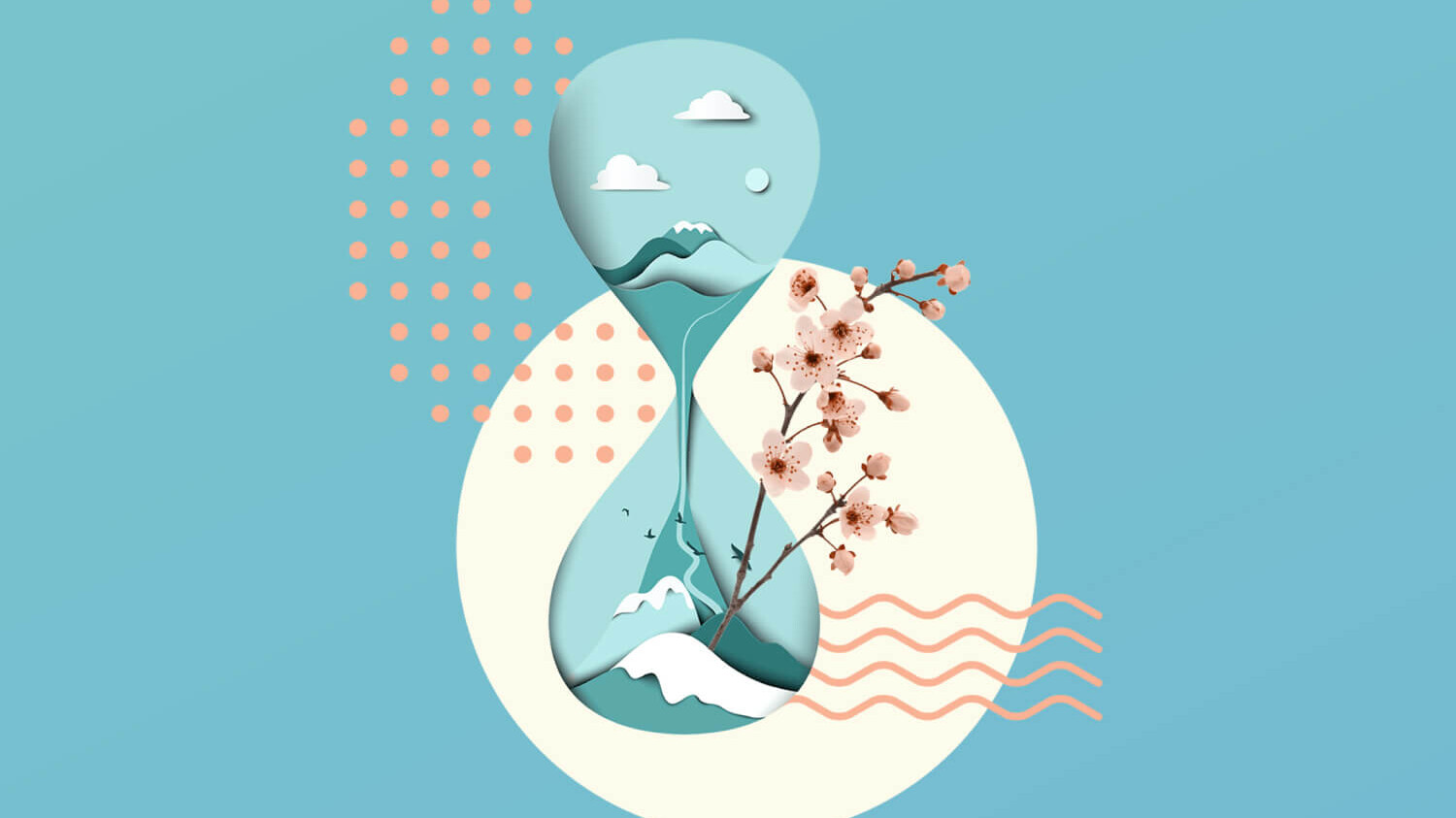 summer friday collage with hourglass, plane, and plant