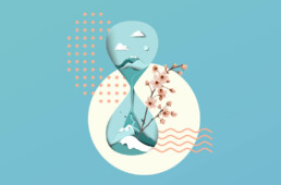 summer friday collage with hourglass, plane, and plant